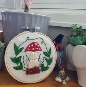Mushroom Garden Handmade Embroidery 🍄❤️